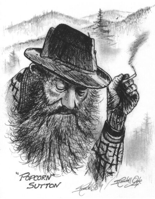 Popcorn Sutton Pen and Ink by Randall Ogle