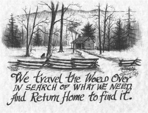 Return Home to Find Pen and Ink Drawing by Randall Ogle