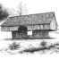 Cantilever Barn Pen and Ink by Randall Ogle