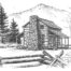 John Oliver Cabin Pen and Ink by Randall Ogle